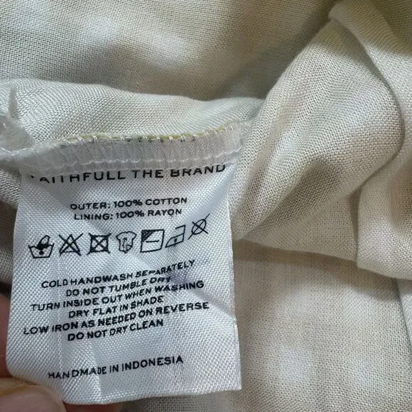 Faithfull Brand Flora Puff Sleeve Midi Yellow Mari Check Gingham Dress Women 6 - Picture 9 of 10